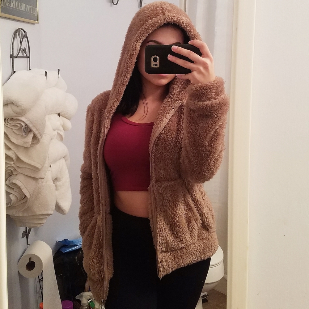 Tan fuzzy jacket